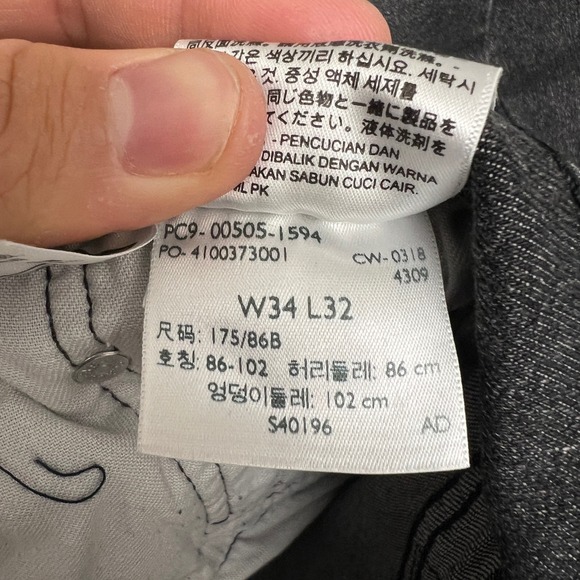 Levis 505 Jeans Mens 34x32 Gray Black Wash Straight Leg Denim Classic Fit Formal - Picture 10 of 11